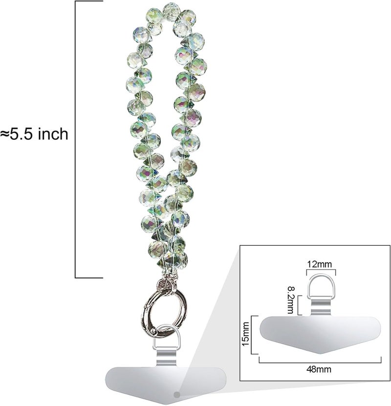 TENOC Beaded Phone Wrist Strap, Cellphone Lanyard Chain, Sparkling Wristlet Bracelet for Women, Green - Image 2